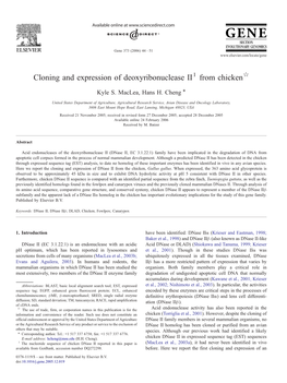 Cloning and Expression of Deoxyribonuclease II from Chicken