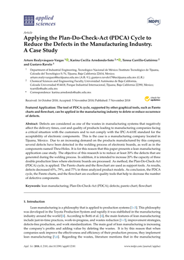 Applying the Plan-Do-Check-Act (PDCA) Cycle to Reduce the Defects in the Manufacturing Industry