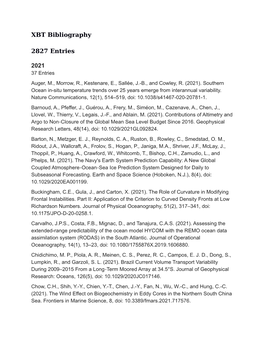 XBT Bibliography 2746 Entries 2020 56 Entries Belkin, I., Foppert, A