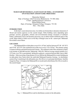 Mahanadi River Delta, East Coast of India : an Overview on Evolution and Dynamic Processes