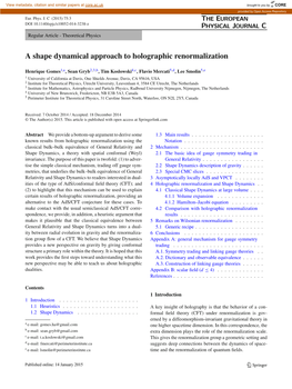 A Shape Dynamical Approach to Holographic Renormalization