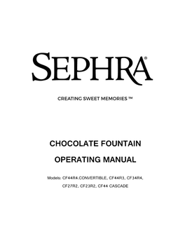 Chocolate Fountain Operating Manual