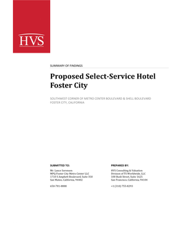 Proposed Select-Service Hotel Foster City