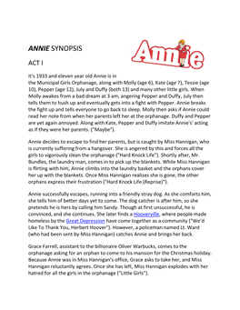 Annie Synopsis Act I