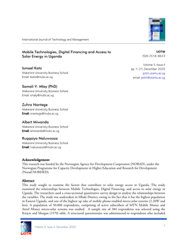 Mobile Technologies, Digital Financing and Access to Solar