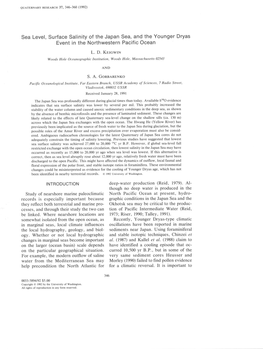 Sea Level, Surface Salinity of the Japan Sea, and the Younger Dryas Event in the Northwestern Pacific Ocean