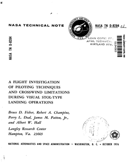 A Flight Investigation of Piloting Techniques and Crosswind Limitations During Visual Stol-Type Landing Operations