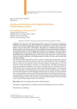 A Study on the Rock Art of the Tongtian River Basin, Tibetan Plateau of China