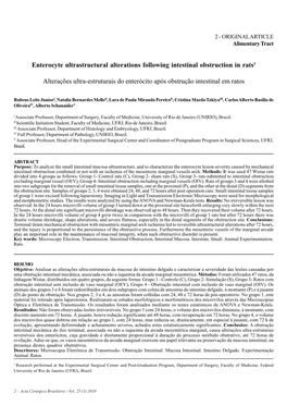 Enterocyte Ultrastructural Alterations Following Intestinal Obstruction in Rats1