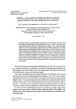 Chemical Analysis of Copper and Brass Samples from Christian Island, Georgian Bay, Ontario