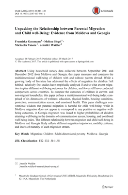 Unpacking the Relationship Between Parental Migration and Child Well-Being: Evidence from Moldova and Georgia