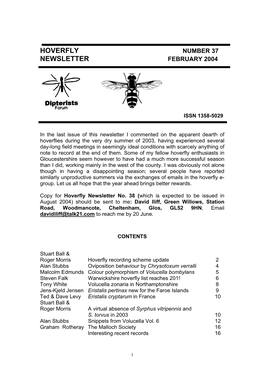 Hoverfly Number 37 Newsletter February 2004