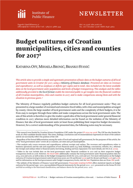 Budget Outturns of Croatian Municipalities, Cities and Counties for 20171