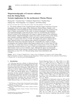 Magnetostratigraphy of Cenozoic Sediments from the Xining Basin