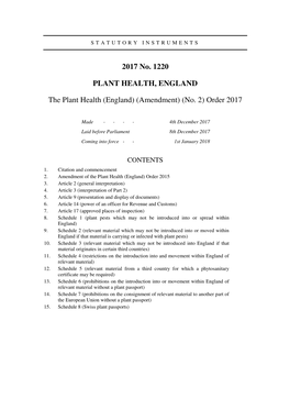 The Plant Health (England) (Amendment) (No