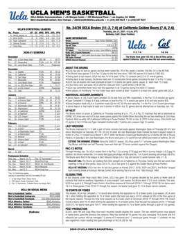 UCLA Men's Basketball UCLA’Sucla Season/Careerseason/CAREER Statistics (As of Jan 16, STATS 2021) 2020-21All Games ROSTER