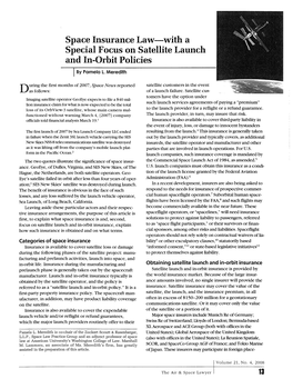 Space Insurance Law--With a Special Focus on Satellite Launch and In