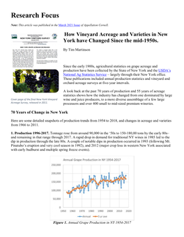 How Vineyard Acreage and Varieties in New York Have Changed Since the Mid-1950S