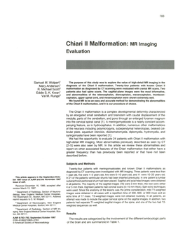 Chiari II Malformation: MR Imaging Evaluation