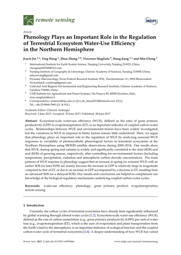 Phenology Plays an Important Role in the Regulation of Terrestrial Ecosystem Water-Use Efficiency in the Northern Hemisphere