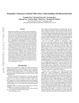 Arxiv:2005.03356V2 [Cs.CL] 17 Dec 2020 Maqa, for a More Comprehensive Understanding of the Intelligence That Sets Humans Apart from Others (Szilas 1999; Video Story