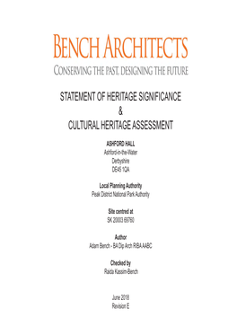 Statement of Heritage Significance & Cultural