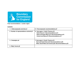 Final Recommendations - London Region