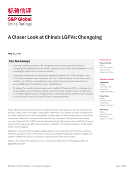 A Closer Look at China's Lgfvs: Chongqing