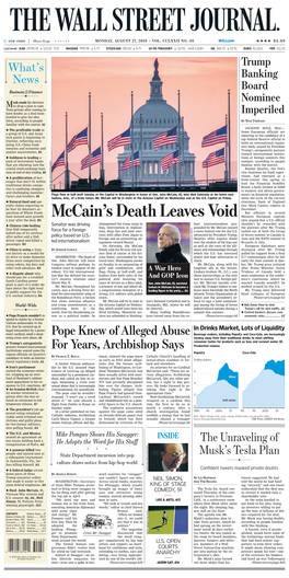 Mccain's Death Leaves Void