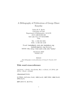 A Bibliography of Publications of George Elmer Forsythe