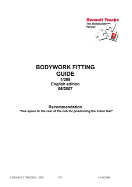 BODYWORK FITTING GUIDE 1/398 English Edition 06/2007