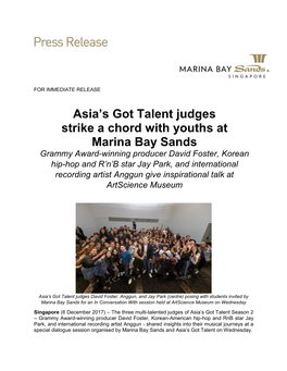 Asia's Got Talent Judges Strike a Chord with Youths at Marina Bay Sands