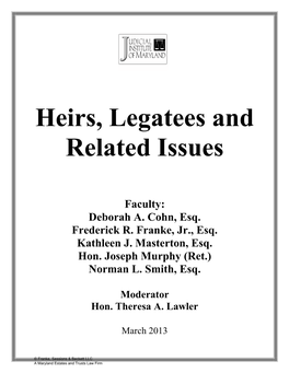 Heirs, Legatees and Related Issues