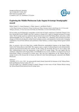 Exploring the Middle Pleistocene Lake Suguta Sr-Isotope Stratigraphic Record