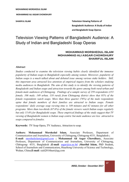 A Study of Indian and Bangladeshi Soap Operas