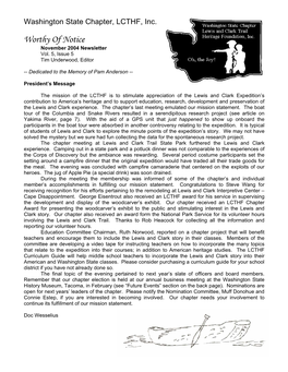 November 2004 Newsletter Vol