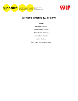 Women's Initiative 2014 Fellows