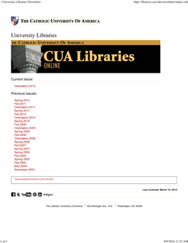 CUA Libraries Online » Orientation 2012