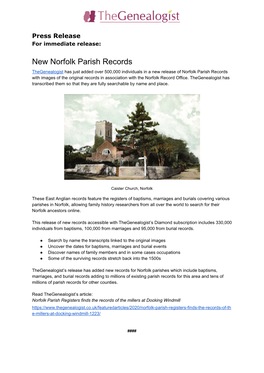 New Norfolk Parish Records