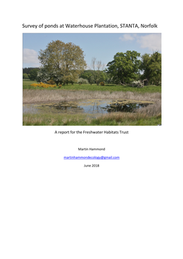 Survey of Ponds at Waterhouse Plantation, STANTA, Norfolk