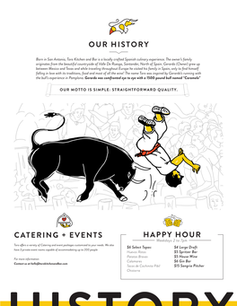 Our History Catering + Events Happy Hour