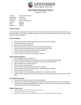 Assistant/ Transmitter Engineer