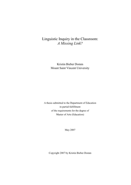 Linguistic Inquiry in the Classroom: a Missing Link?