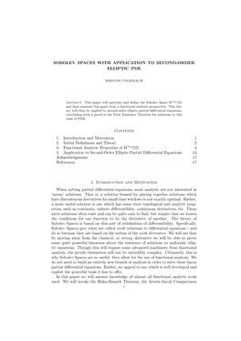 Sobolev Spaces with Application to Second-Order Elliptic Pde