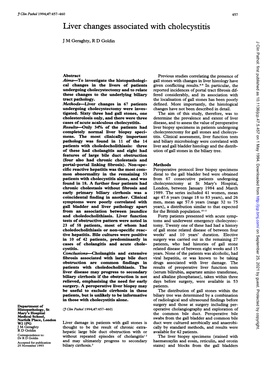 Liver Changes Associated with Cholecystitis