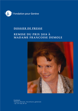 Remise Du Prix 2018 À Madame Francoise Demole