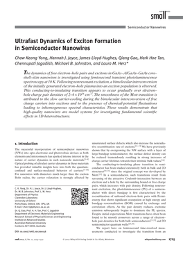 Ultrafast Dynamics of Exciton Formation in Semiconductor Nanowires