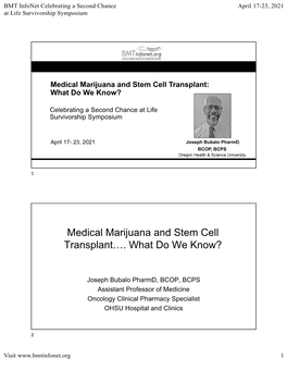 Medical Marijuana and Stem Cell Transplant…. What Do We Know?