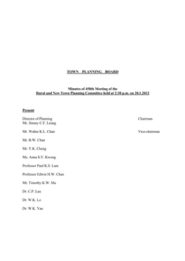 TOWN PLANNING BOARD Minutes of 458Th Meeting of the Rural And