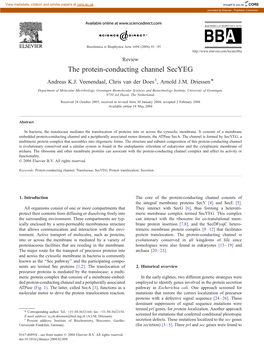 The Protein-Conducting Channel Secyeg